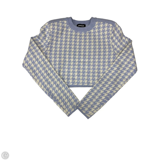 Top Long Sleeve By Express In Blue & White, Size: M