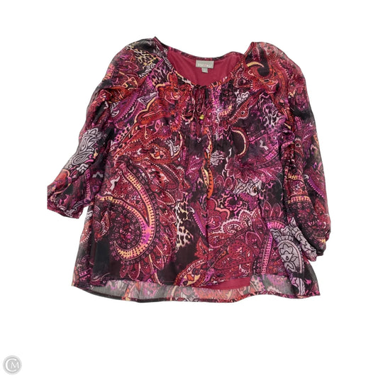 Blouse Long Sleeve By Roz And Ali In Paisley Print, Size: L