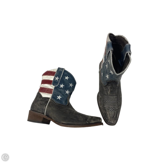 Boots Ankle Heels By Roper In Blue & Red & White, Size: 8.5