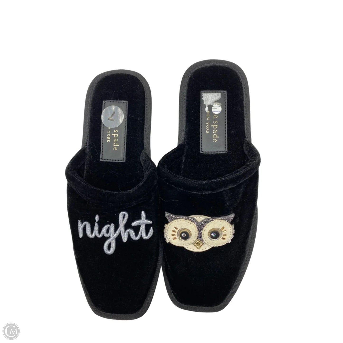 Slippers Designer By Kate Spade In Black, Size: 7