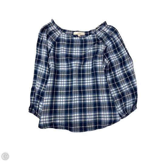 Top Long Sleeve By Loft In Plaid Pattern, Size: Xs