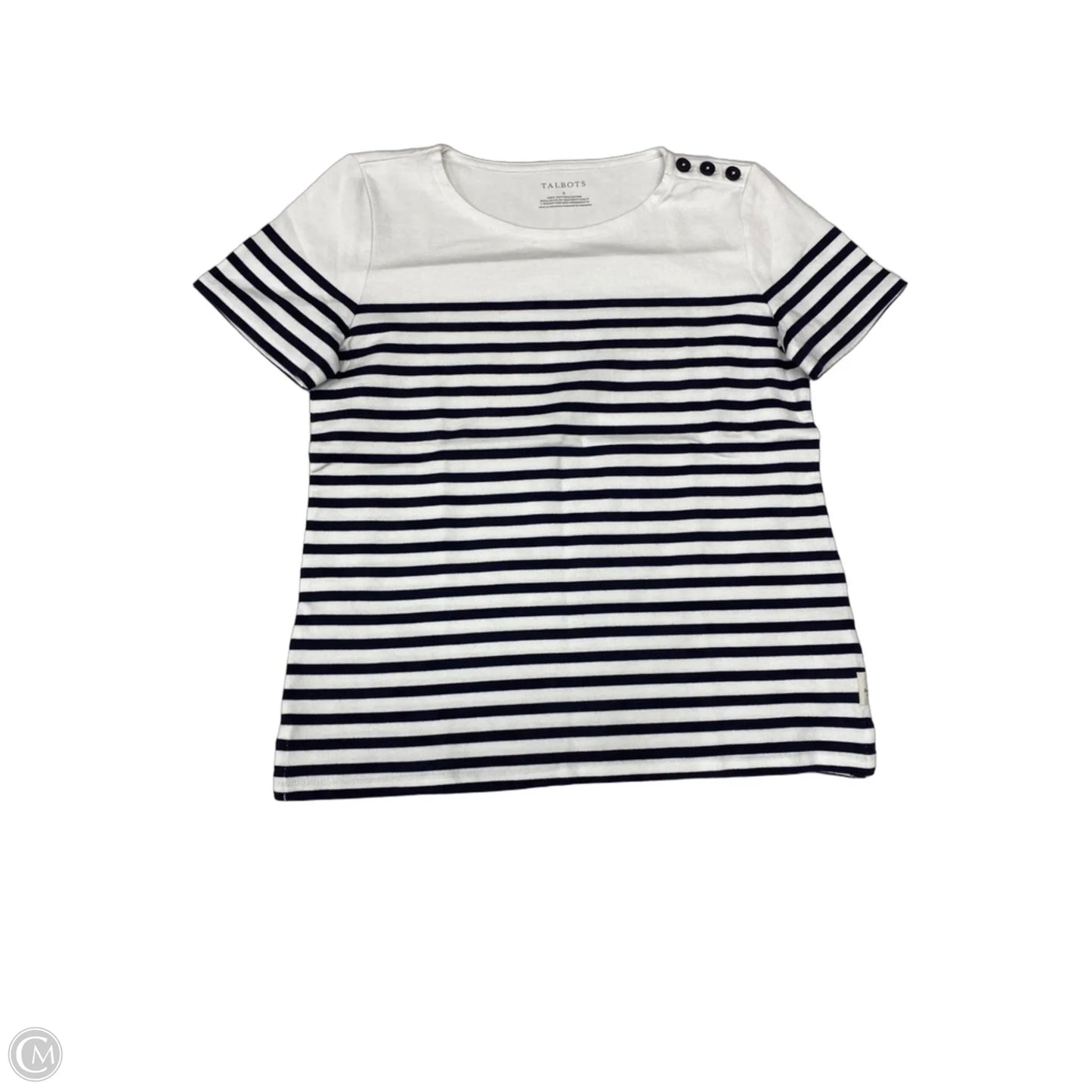 Sweater Short Sleeve By Talbots In Blue & White, Size: S