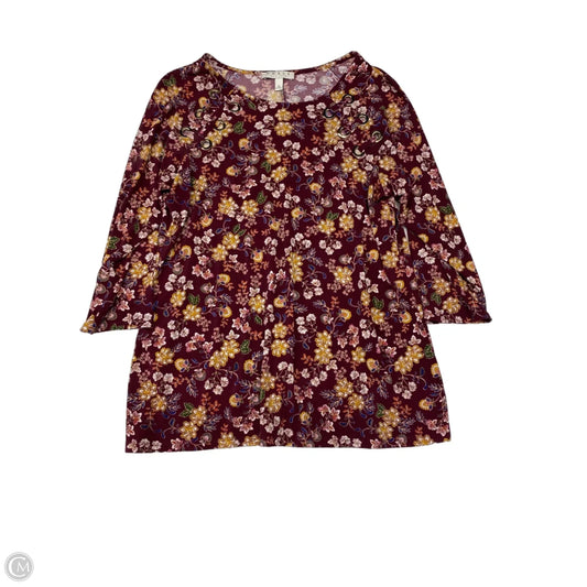 Top 3/4 Sleeve By Chaus In Floral Print, Size: L