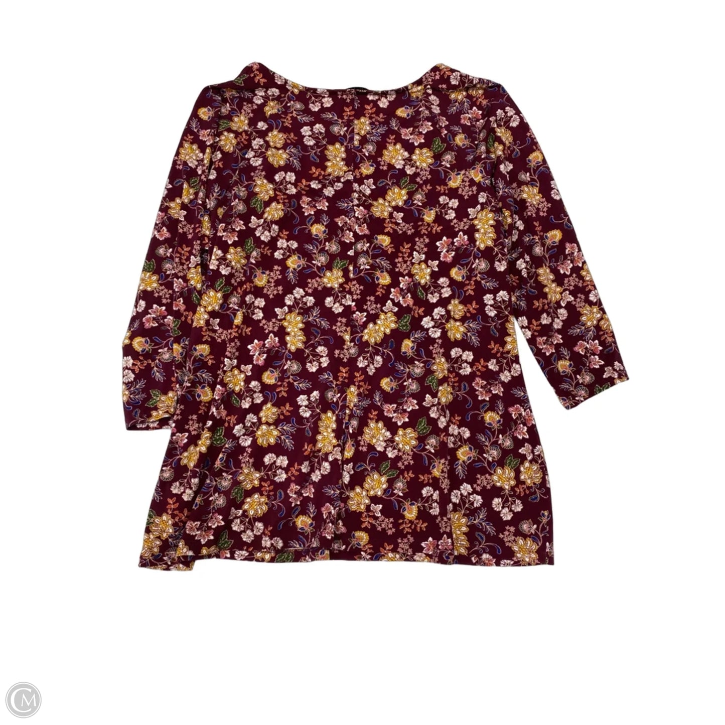 Top 3/4 Sleeve By Chaus In Floral Print, Size: L