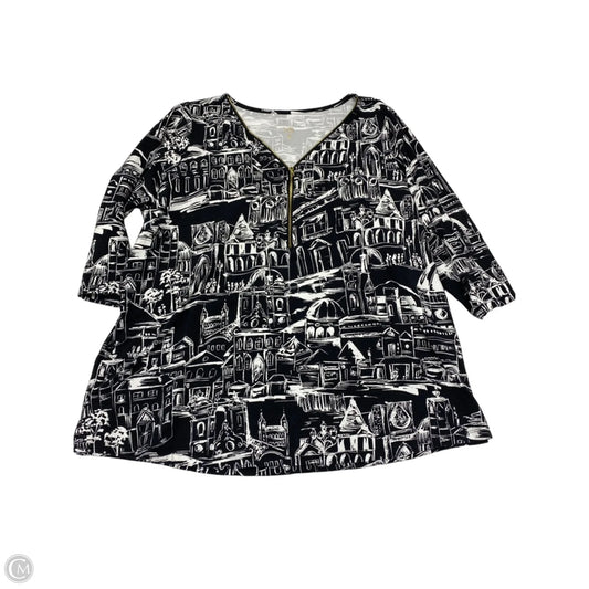 Top 3/4 Sleeve By Belle By Kim Gravel In Black & White, Size: 2x