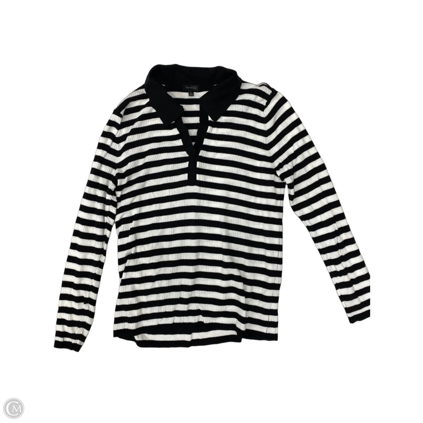 Top Long Sleeve By Talbots In Black & White, Size: L