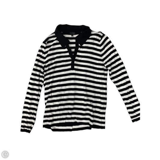 Top Long Sleeve By Talbots In Black & White, Size: L