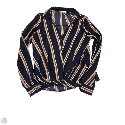 Blouse Long Sleeve By All In Favor In Striped Pattern, Size: Xs