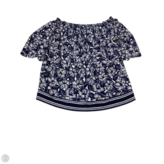 Blouse Designer By Michael By Michael Kors In Blue & White, Size: L