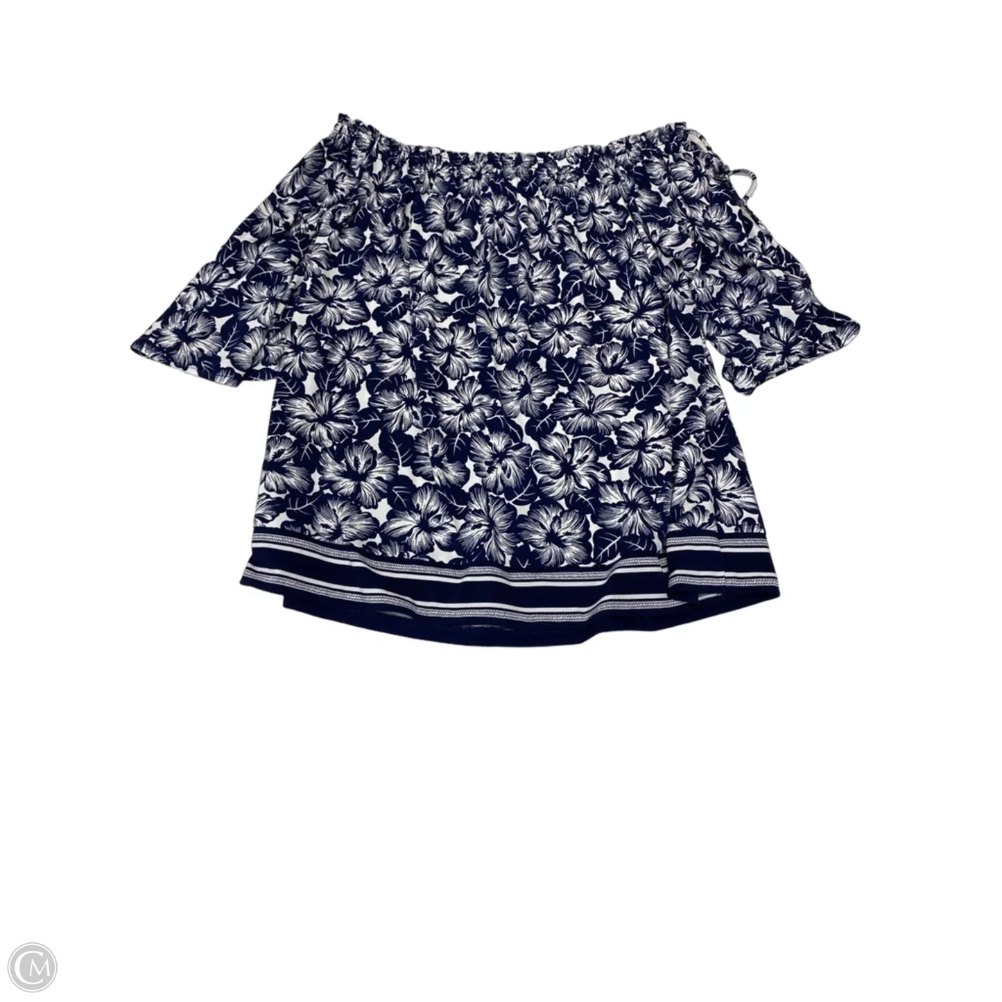 Blouse Designer By Michael By Michael Kors In Blue & White, Size: L