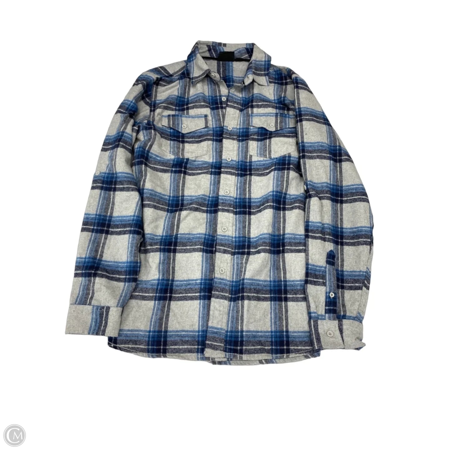 Top Long Sleeve Basic By Clothes Mentor In Plaid Pattern, Size: M