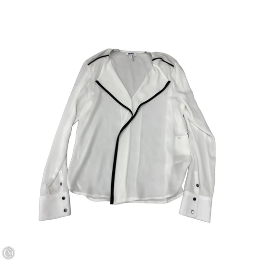 Blouse Long Sleeve By Dkny In White, Size: S