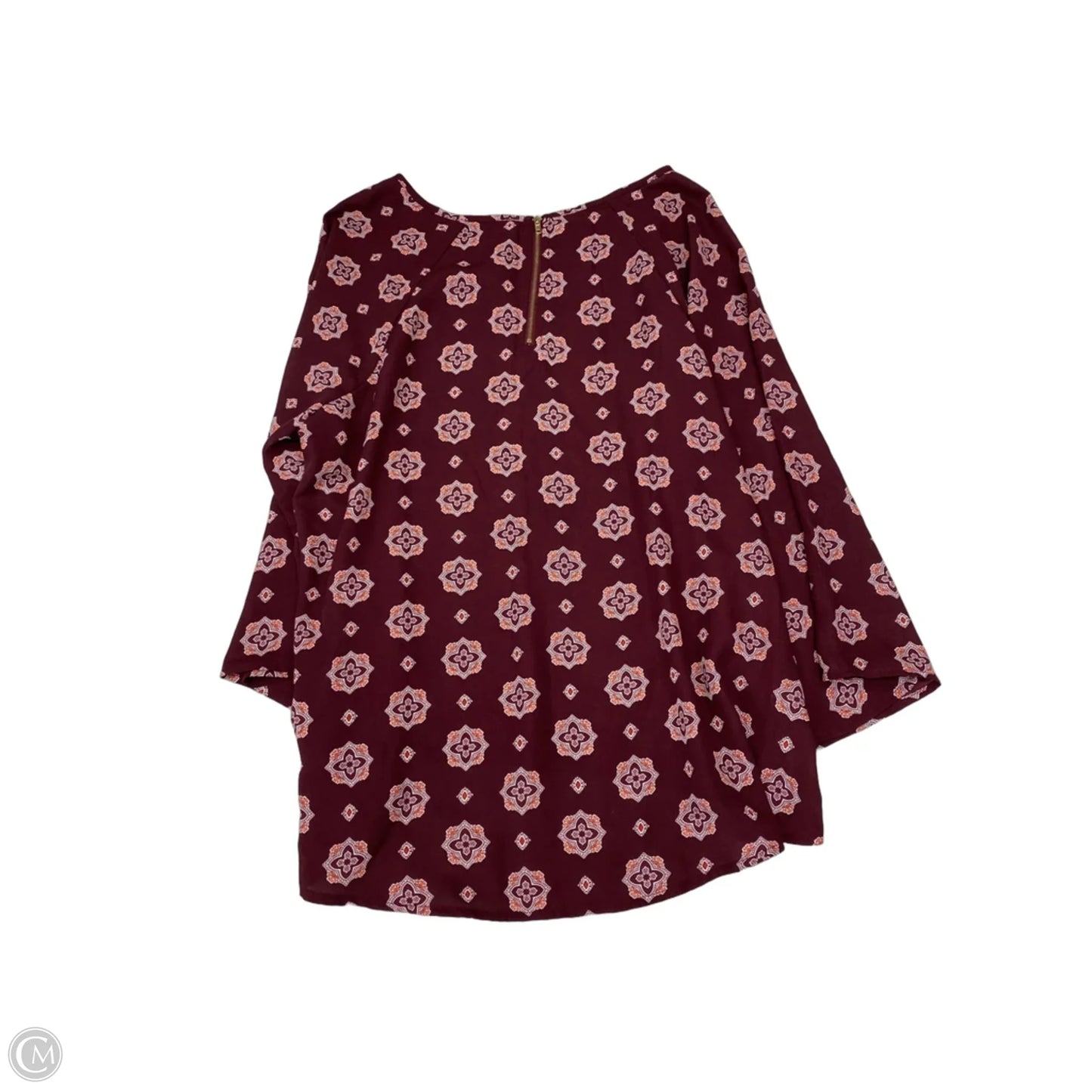 Blouse 3/4 Sleeve By Papermoon In Maroon, Size: Xxl