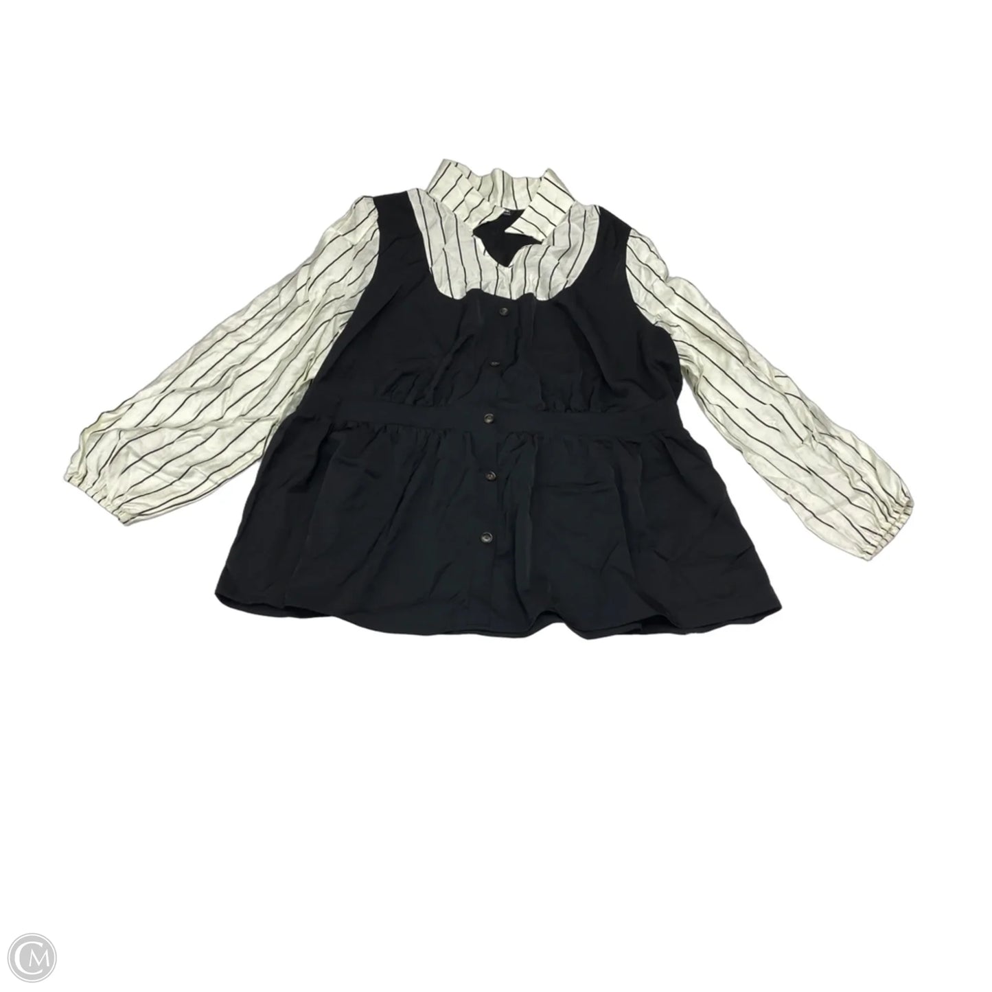 Blouse Long Sleeve By Bloomchic In Black & White, Size: 3x