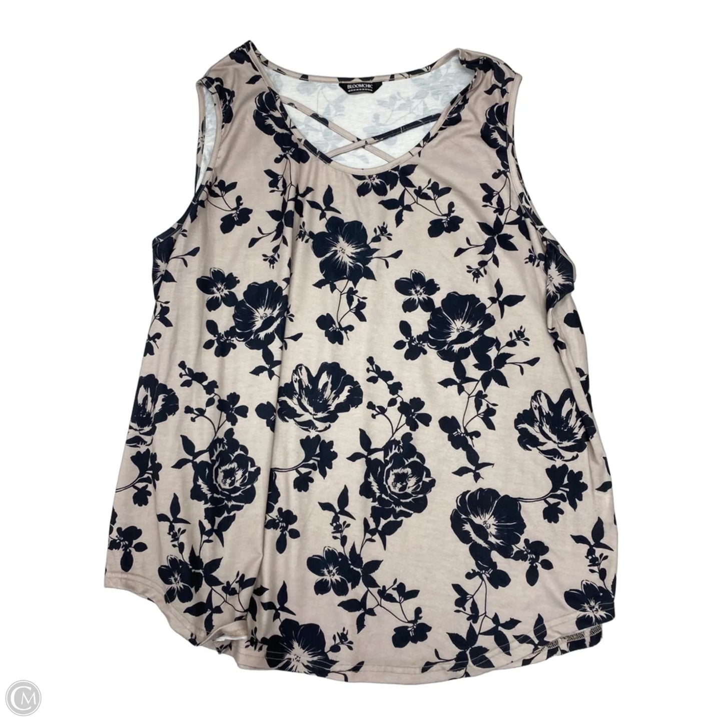 Top Sleeveless Basic By Bloomchic In Black & Grey, Size: 3x