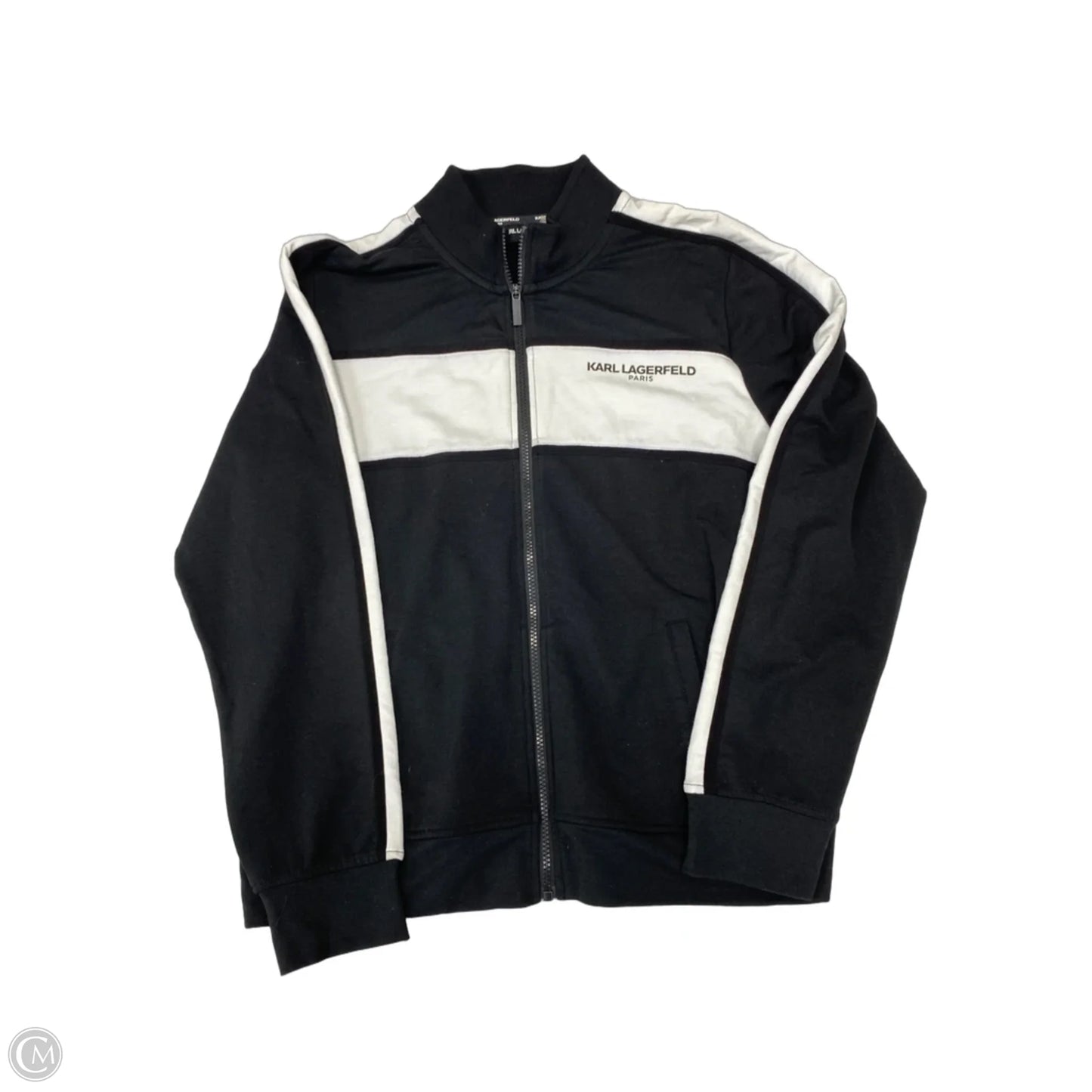 Jacket Designer By Karl Lagerfeld In Black & White, Size: L
