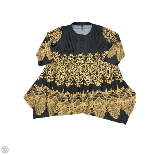Tunic 3/4 Sleeve By White Mark In Black & Gold, Size: 3x