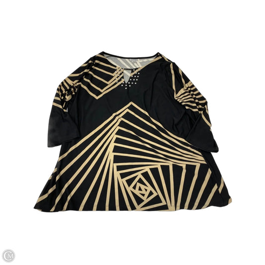 Tunic 3/4 Sleeve By Avenue In Black & Tan, Size: 2x