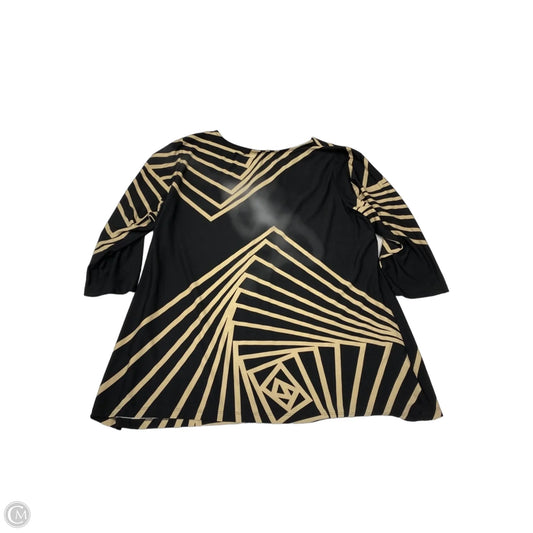 Tunic 3/4 Sleeve By Avenue In Black & Tan, Size: 2x