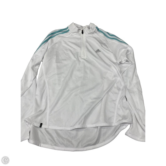 Athletic Top Long Sleeve Collar By Adidas In White, Size: L