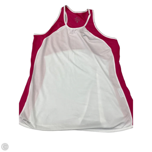 Athletic Tank Top By Nike In Pink & White, Size: L