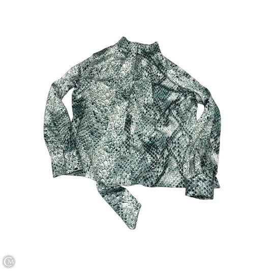 Blouse Long Sleeve By Worthington In Snakeskin Print, Size: Xl