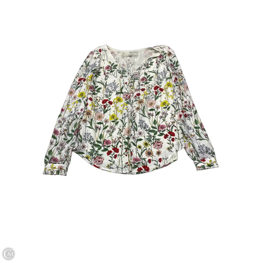 Blouse Long Sleeve By Loft In Floral Print, Size: Xs