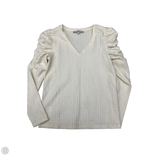 Blouse Long Sleeve By Loft In Cream, Size: S