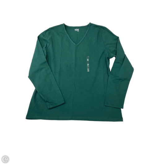 Top Long Sleeve By Basic Editions In Green, Size: Xl