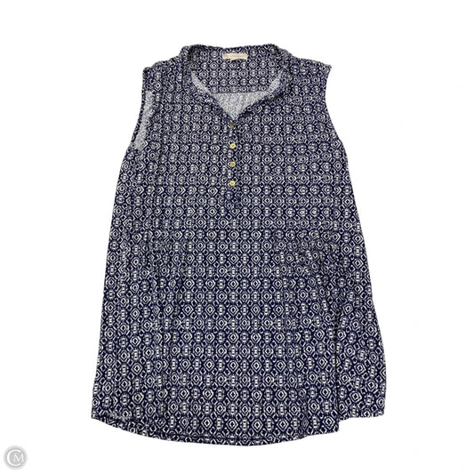 Blouse Sleeveless By Cb Studio In Blue & White, Size: 1x