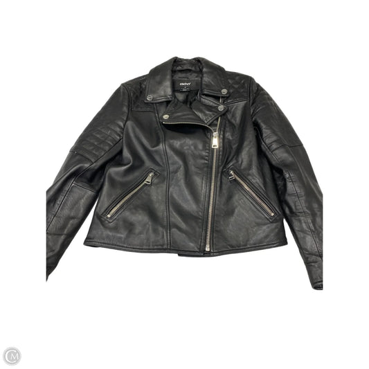 Jacket Moto Leather By Dkny In Black, Size: M