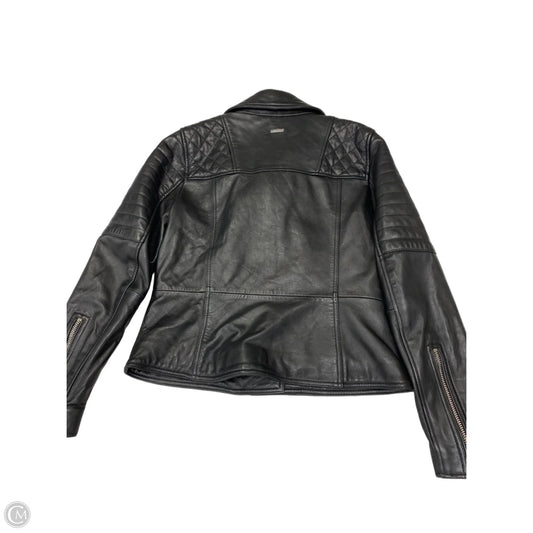 Jacket Moto Leather By Dkny In Black, Size: M