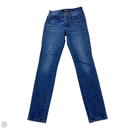 Jeans Skinny By Express In Blue Denim, Size: 4