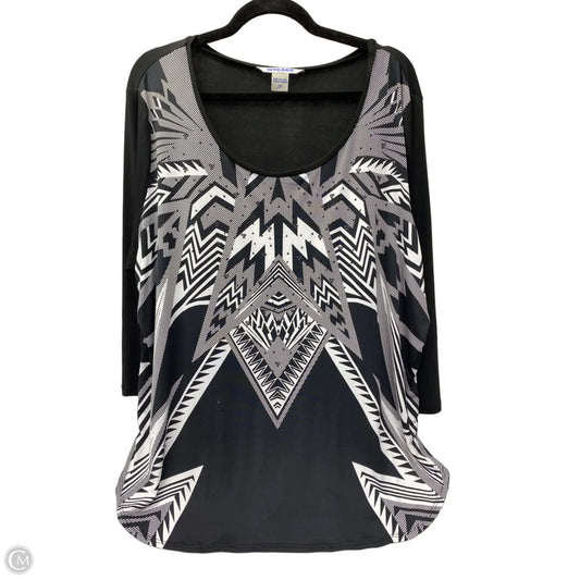 Blouse 3/4 Sleeve By Nygard Peter In Black & White, Size: 2x