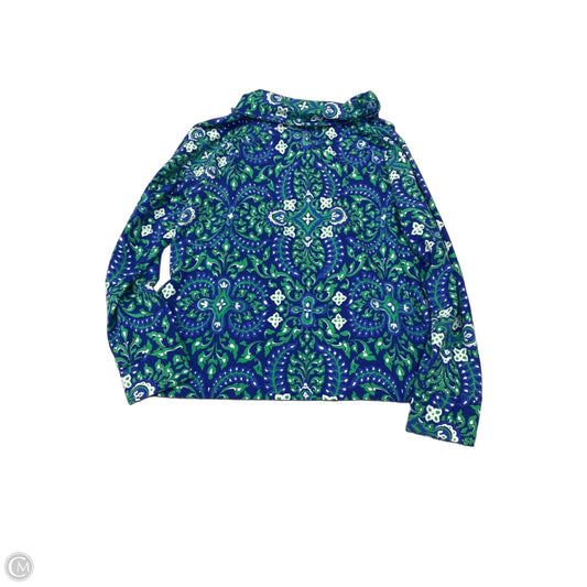 Athletic Top Long Sleeve Collar By Talbots In Blue & Green, Size: M