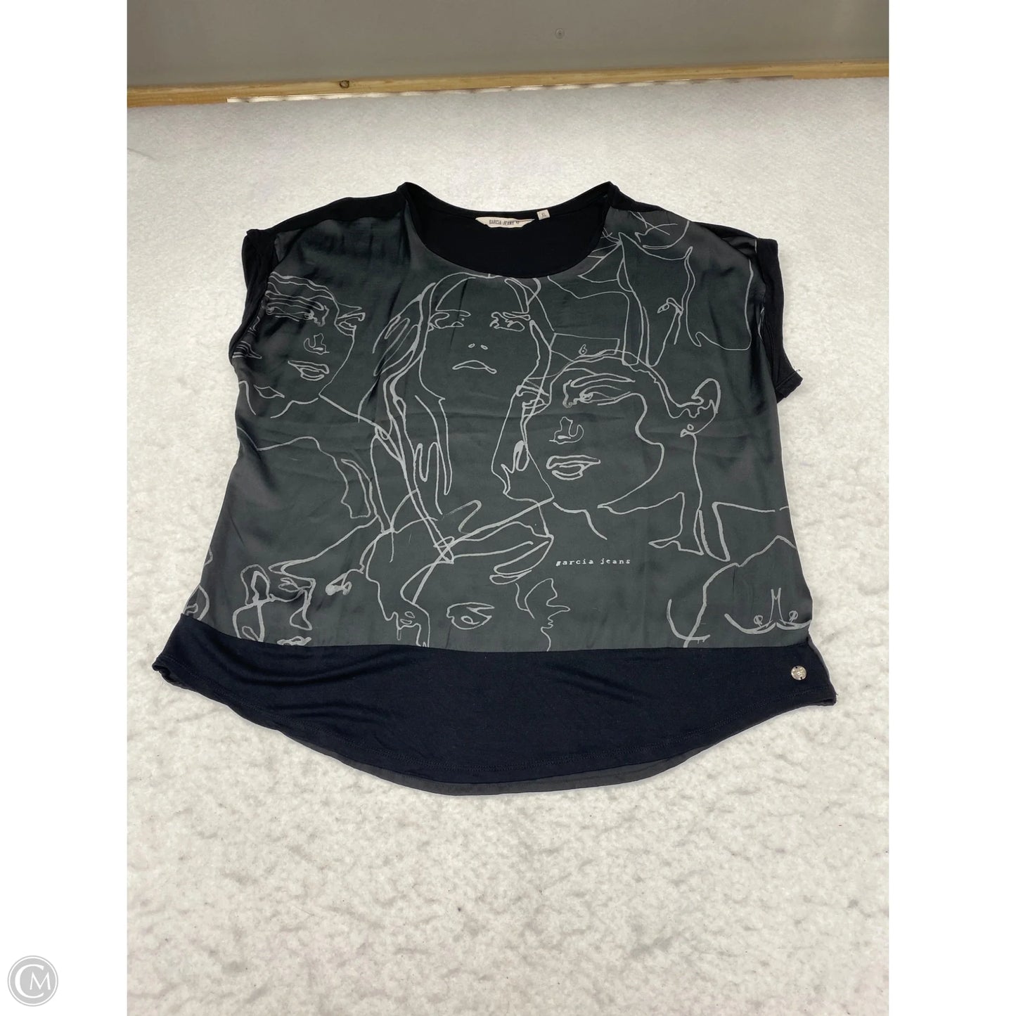Top Short Sleeve By Cmc In Black & Grey, Size: Xl