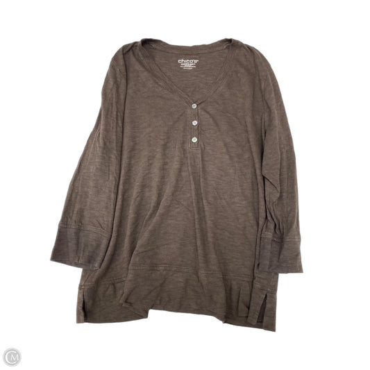 Top Long Sleeve By Chicos In Brown, Size: Xl