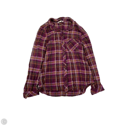 Top Long Sleeve By Beachlunchlounge In Plaid Pattern, Size: L