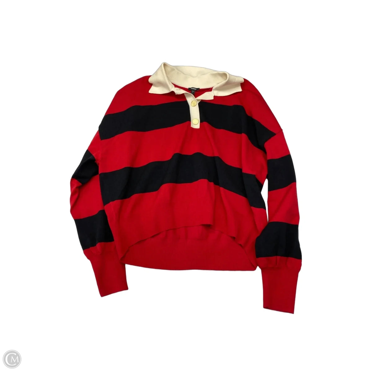 Top Long Sleeve By Express In Striped Pattern, Size: L