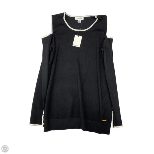 Top Long Sleeve By Calvin Klein In Black & White, Size: S