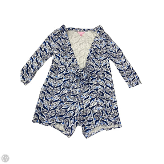 Romper Designer By Lilly Pulitzer In Blue & White, Size: M