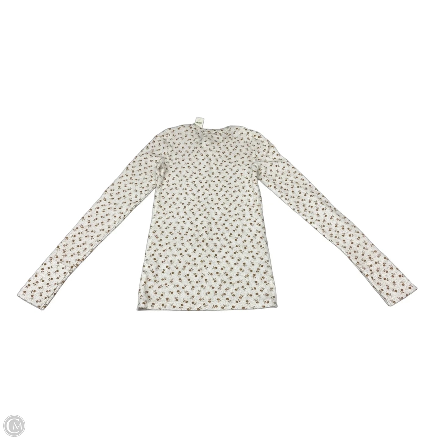 Top Long Sleeve By Aerie In Tan & White, Size: Xs