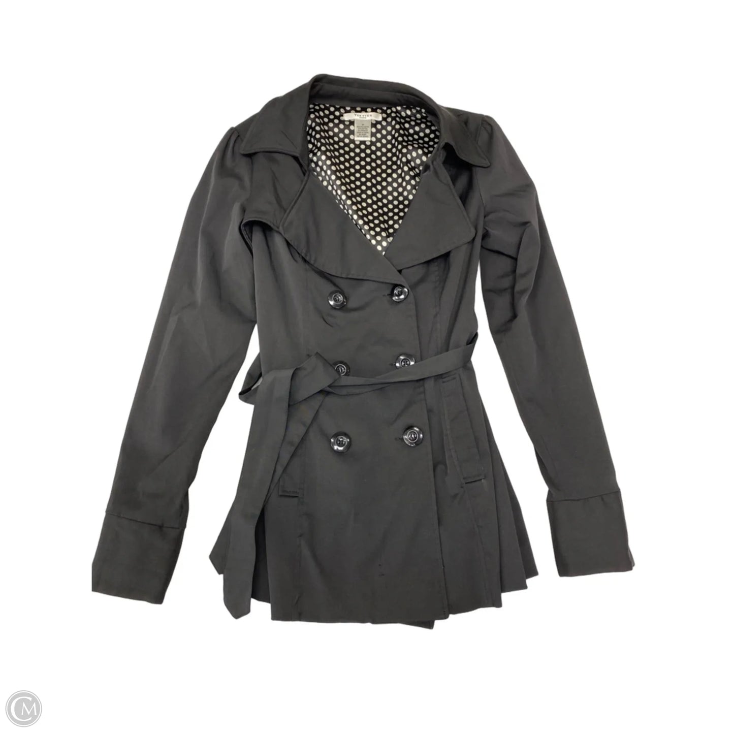 Coat Trench Coat By Vertigo In Black, Size: M