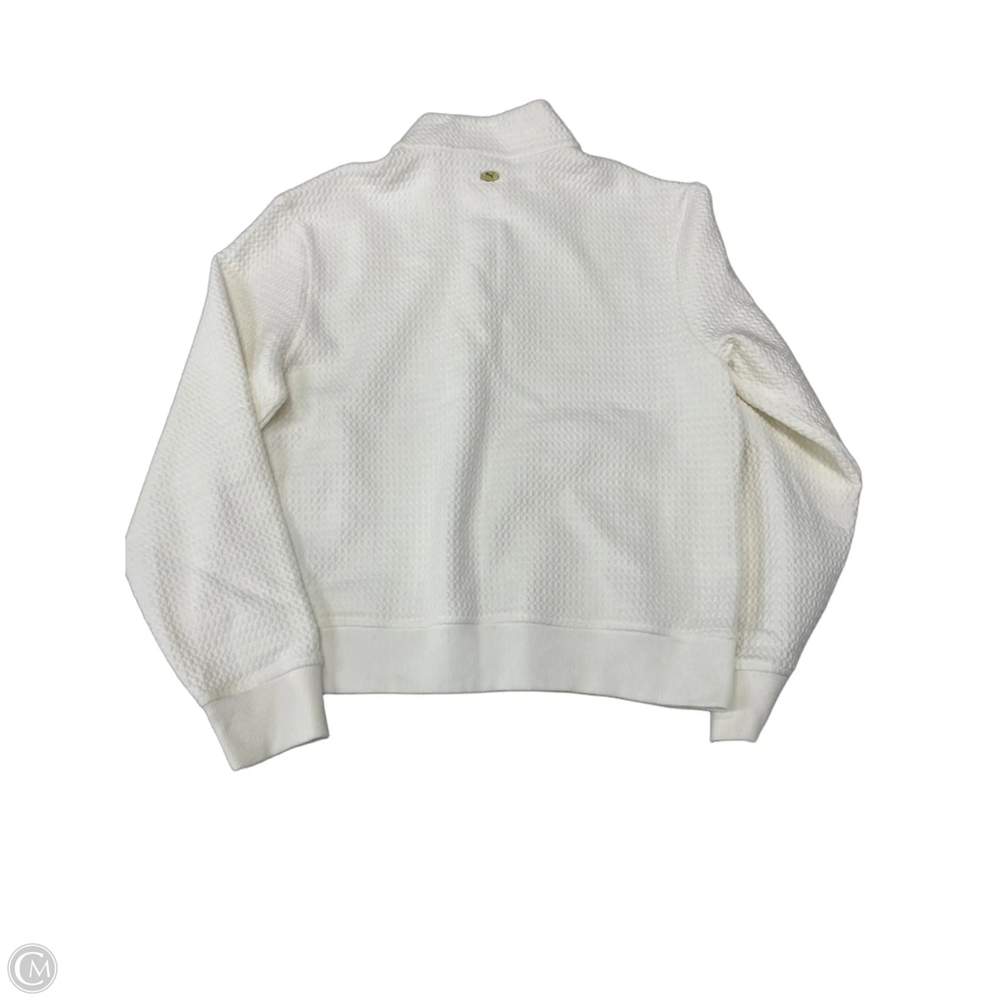 Athletic Top Long Sleeve Collar By Puma In Cream, Size: M