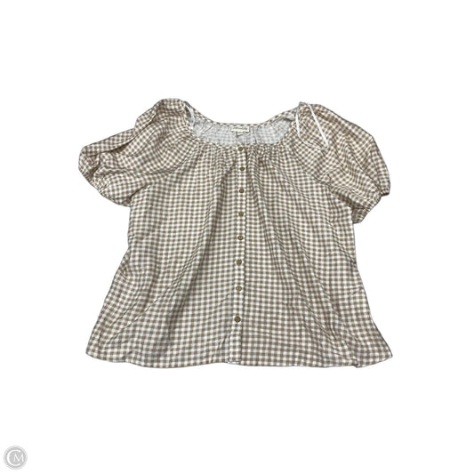Top Short Sleeve By Kate And Lily In Tan & White, Size: 3x