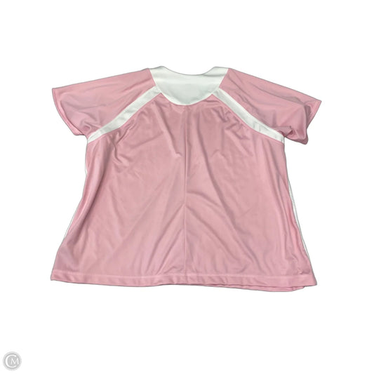 Athletic Top Short Sleeve By Adidas In Pink & White, Size: 3x