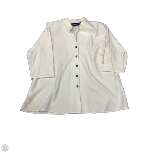 Top 3/4 Sleeve By Susan Graver In Cream, Size: 1x