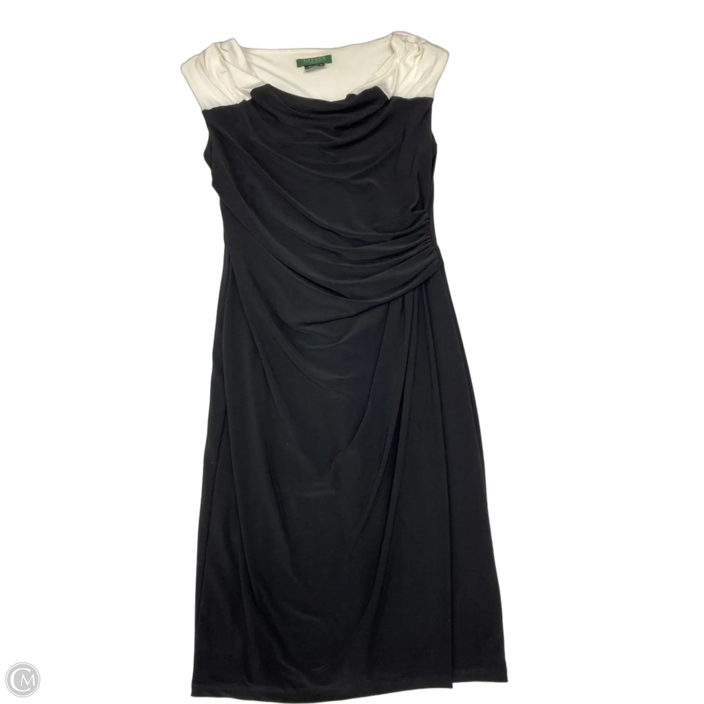Dress Work By Lauren By Ralph Lauren In Black & Cream, Size: S
