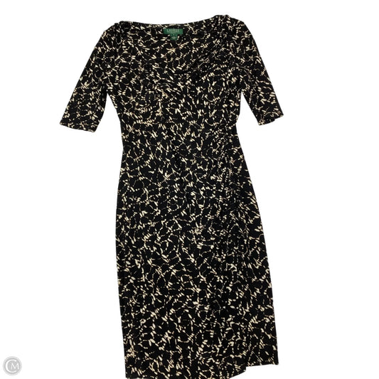 Dress Work By Lauren By Ralph Lauren In Black & Cream, Size: S