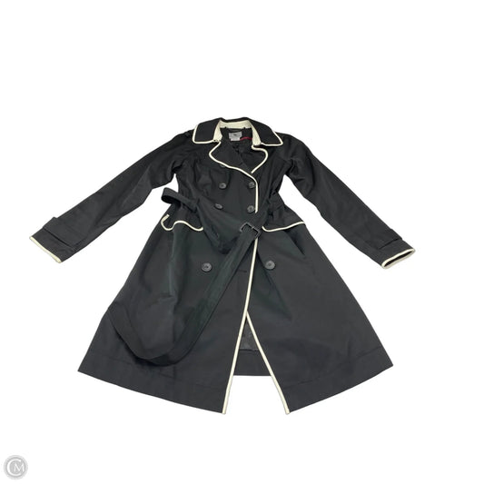 Coat Trench Coat By Worthington In Black & Cream, Size: M